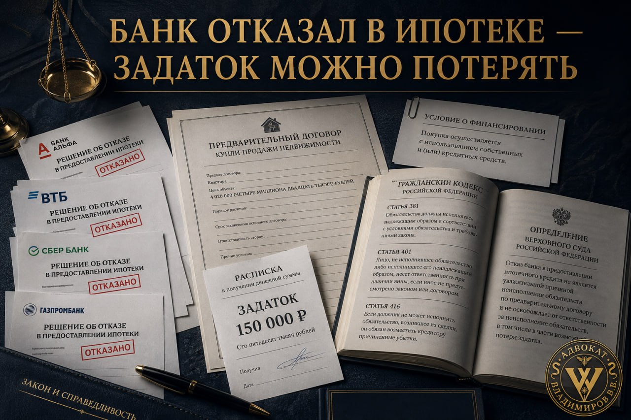 Банк отказал в ипотеке — задаток можно потерять: что Верховный Суд сказал о риске финансирования сделки