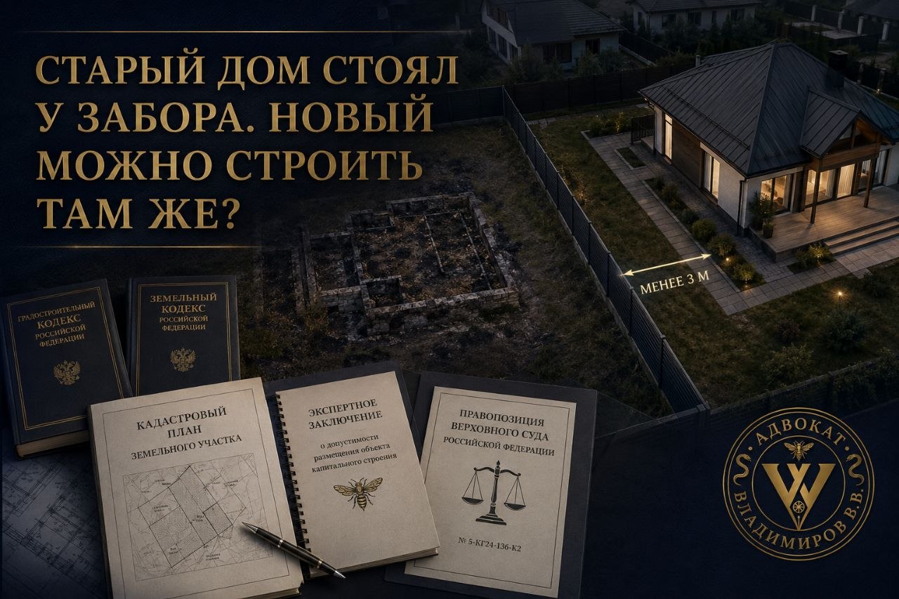 Старый дом стоял почти у забора. Можно ли новый построить на том же месте?